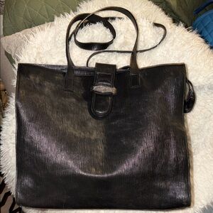 Furla Shiny Genuine Black Leather Tote